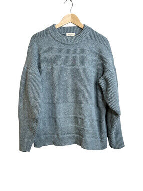 James Street Parker Multi Rib Blue Cotton Silk Sweater Oversized Size Small